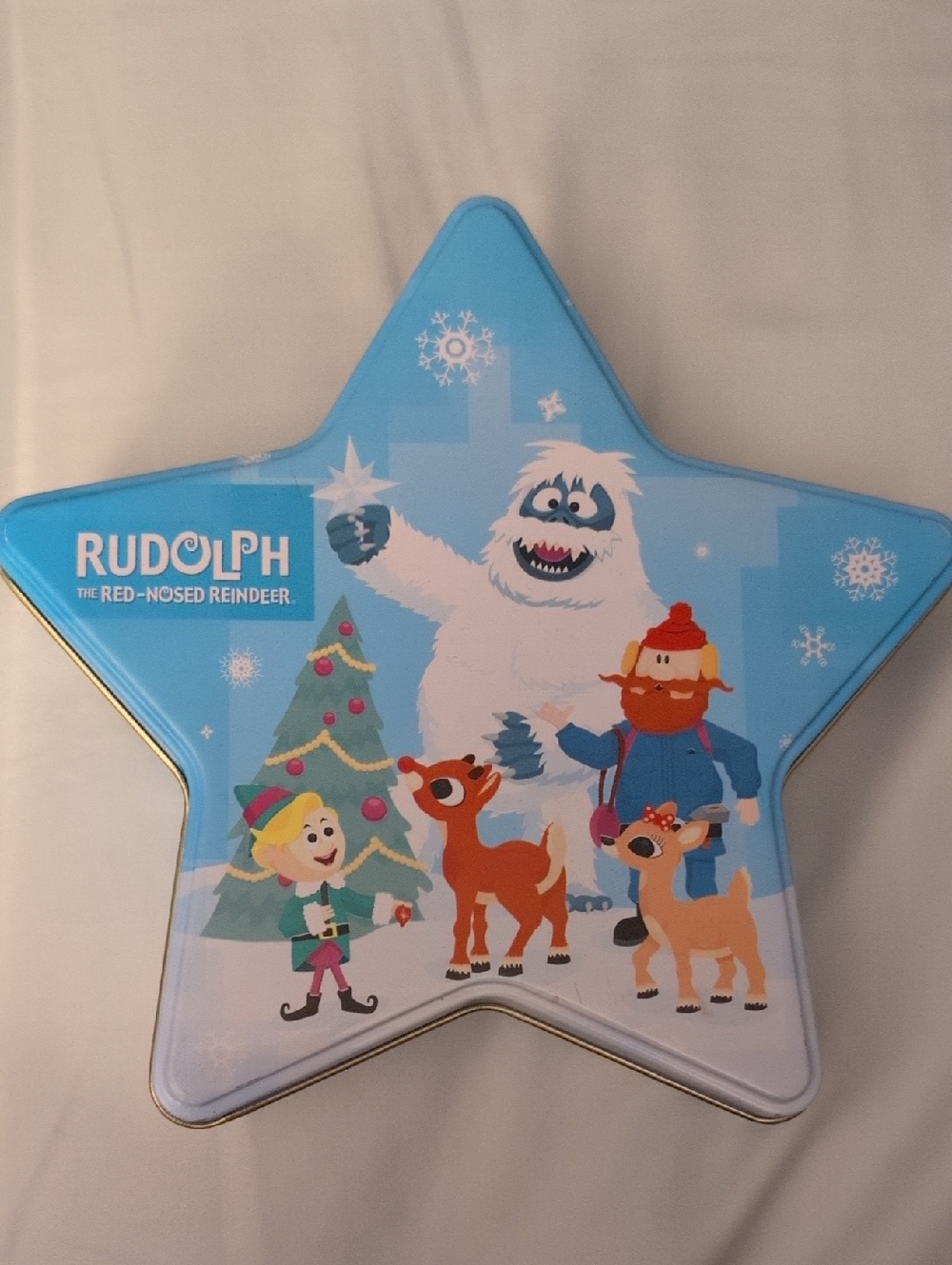 Rudolph The Red-Nosed Reindeer Star Tin Plush Gift Box - Blue With Ornaments